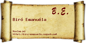 Biró Emanuéla névjegykártya